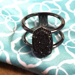 Kendra Scott Elyse Gunmetal & Black Drusy Ring
